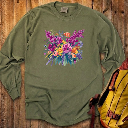Painted Wildflower Bouquet Cotton Long Sleeve