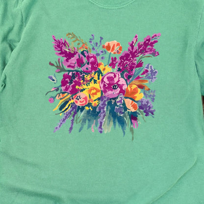 Painted Wildflower Bouquet Cotton Long Sleeve