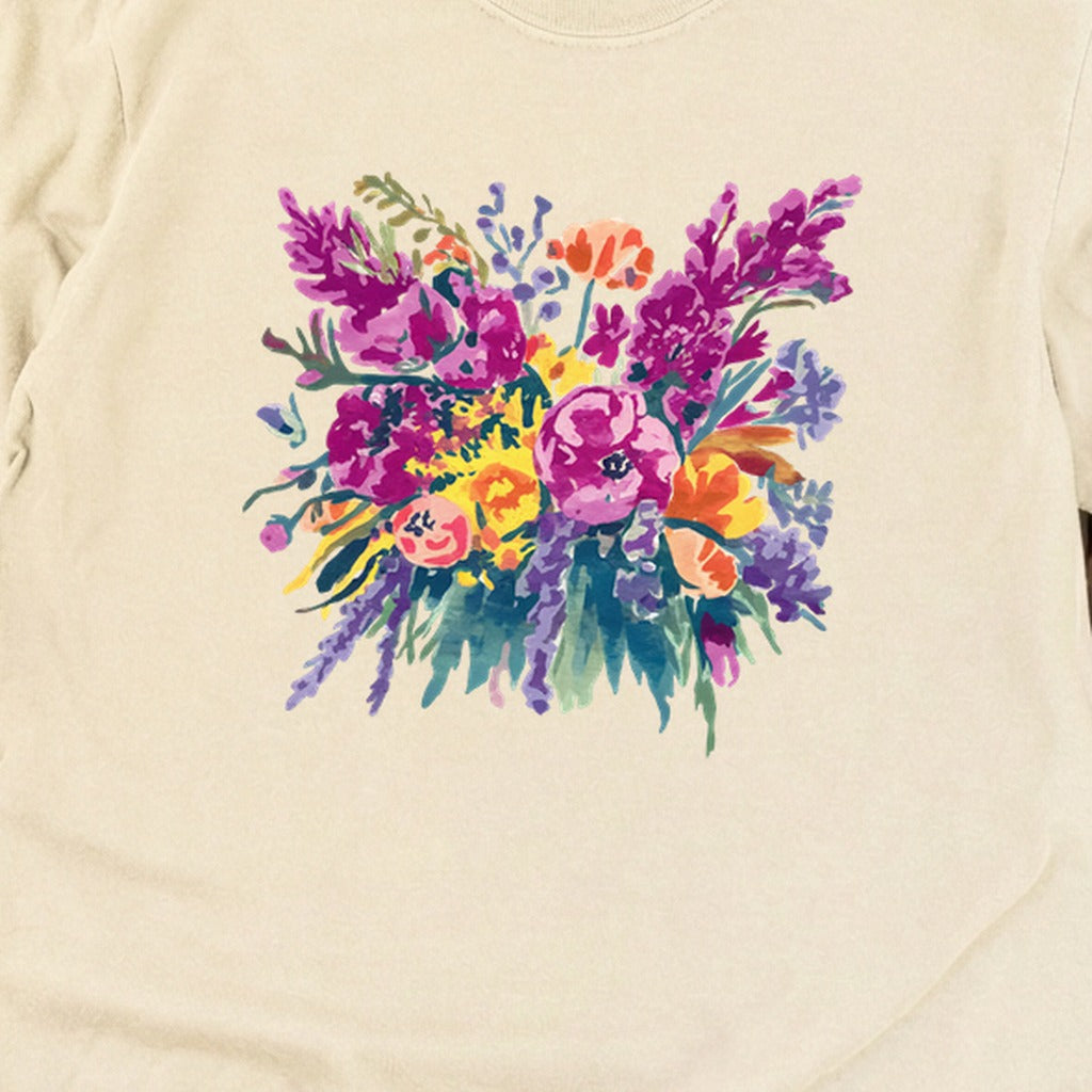 Painted Wildflower Bouquet Cotton Long Sleeve
