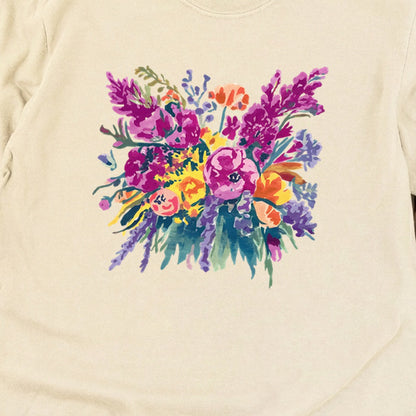 Painted Wildflower Bouquet Cotton Long Sleeve