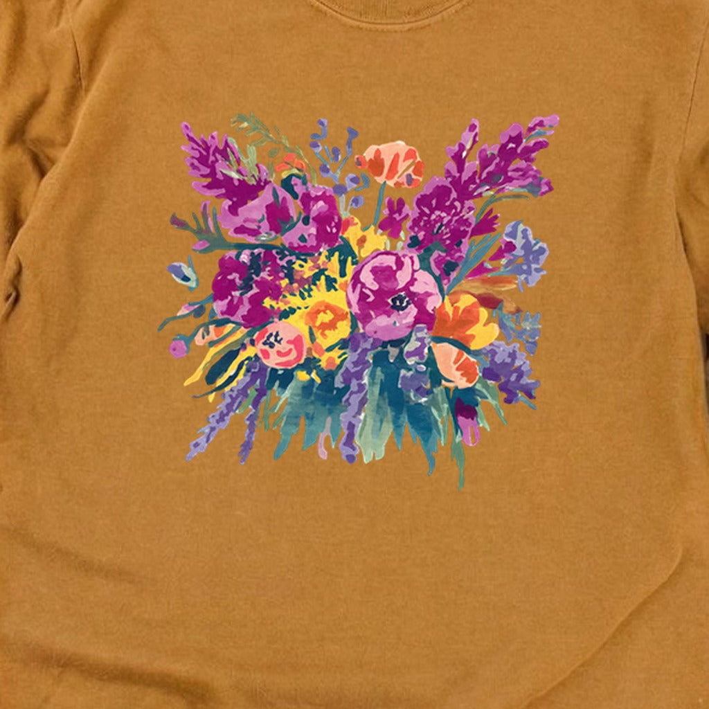 Painted Wildflower Bouquet Cotton Long Sleeve