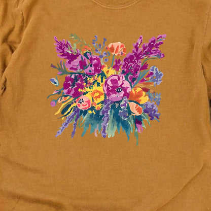 Painted Wildflower Bouquet Cotton Long Sleeve