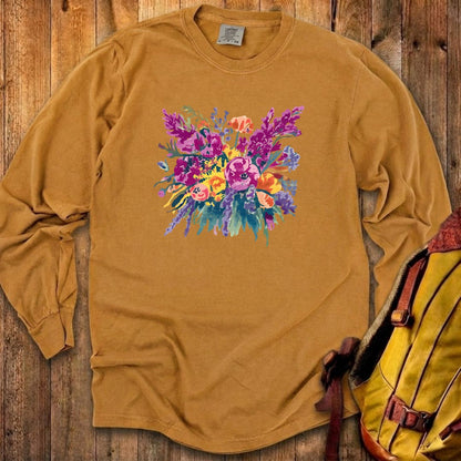 Painted Wildflower Bouquet Cotton Long Sleeve