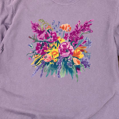 Painted Wildflower Bouquet Cotton Long Sleeve