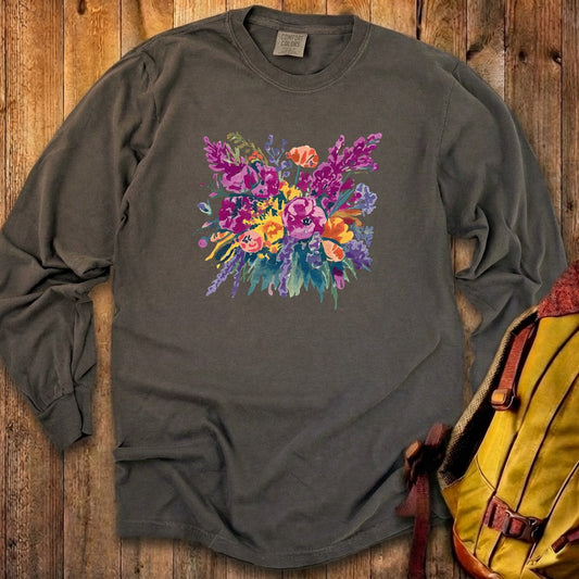 Painted Wildflower Bouquet Cotton Long Sleeve