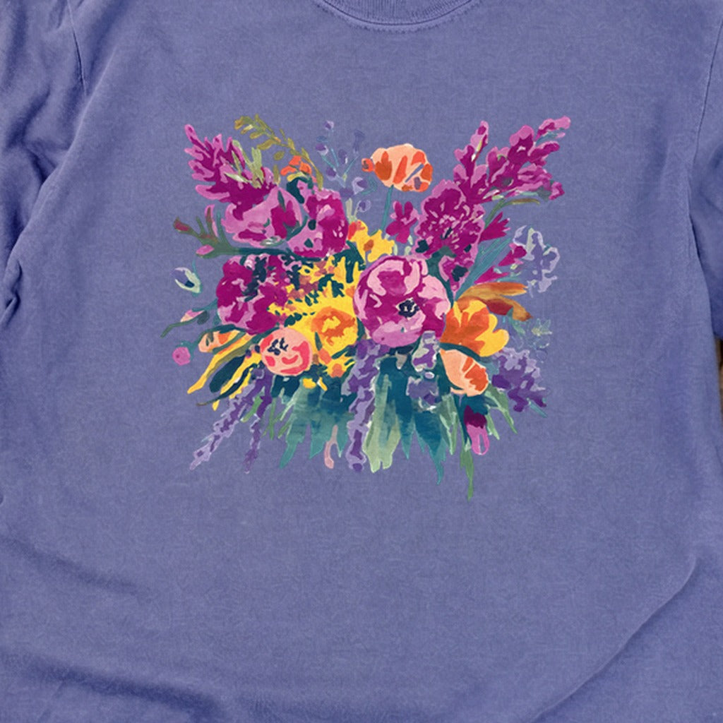 Painted Wildflower Bouquet Cotton Long Sleeve