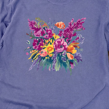 Painted Wildflower Bouquet Cotton Long Sleeve