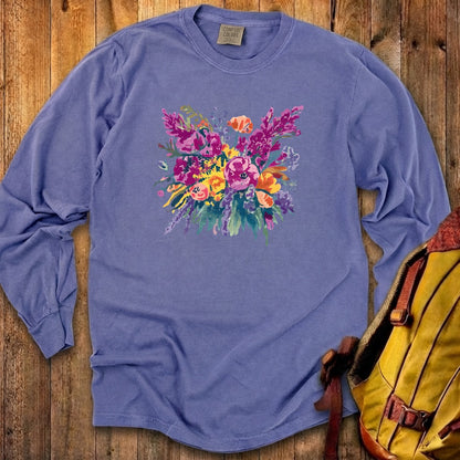 Painted Wildflower Bouquet Cotton Long Sleeve