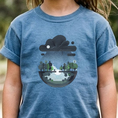 Rainy Day Reflection Kids Cotton T-Shirt