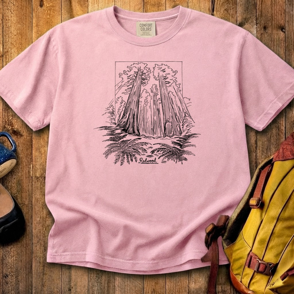 Redwood Line Drawing Cotton T-Shirt