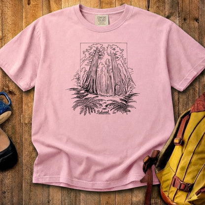 Redwood Line Drawing Cotton T-Shirt