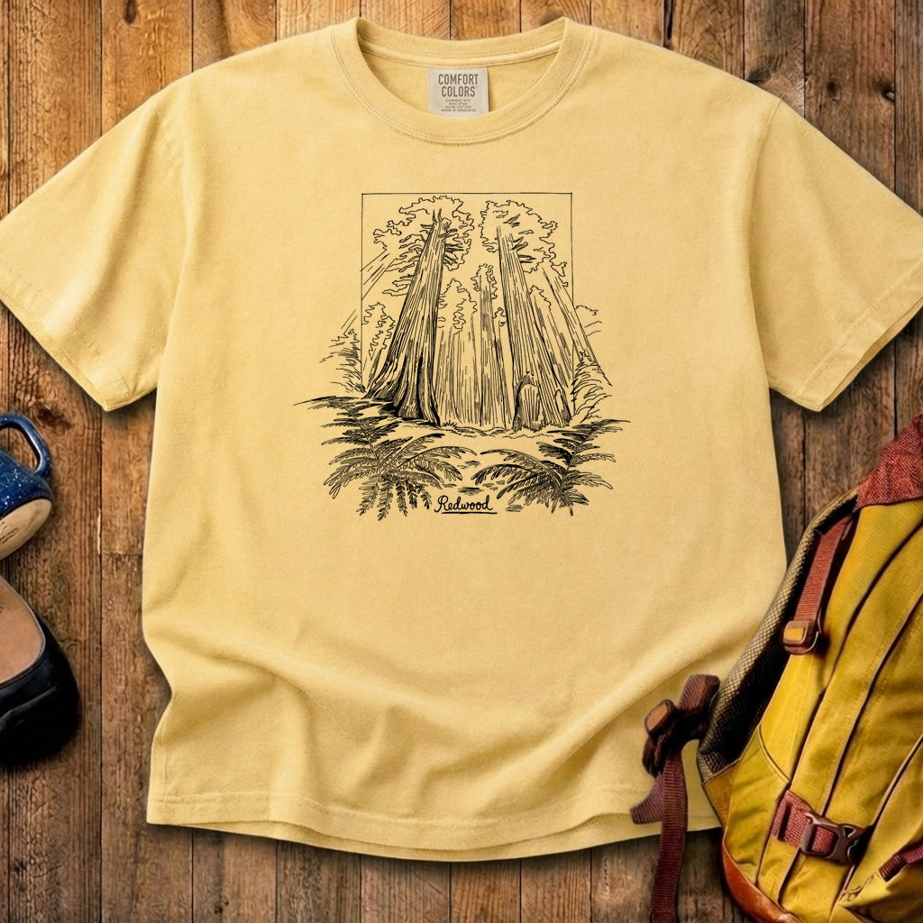 Redwood Line Drawing Cotton T-Shirt