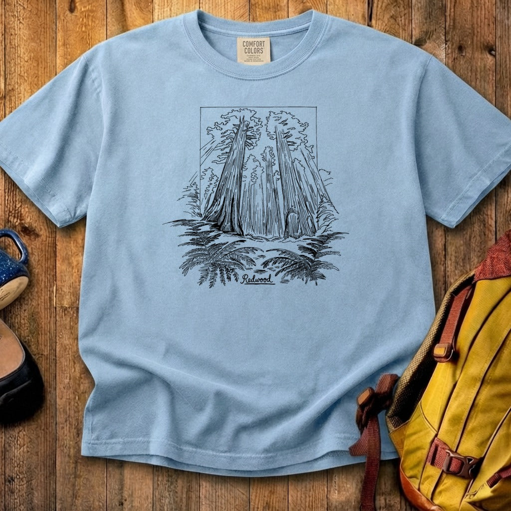 Redwood Line Drawing Cotton T-Shirt
