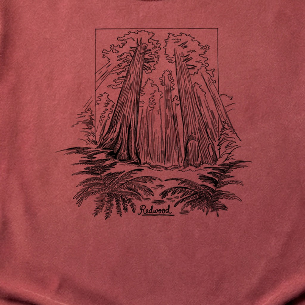 Redwood Line Drawing Cotton T-Shirt