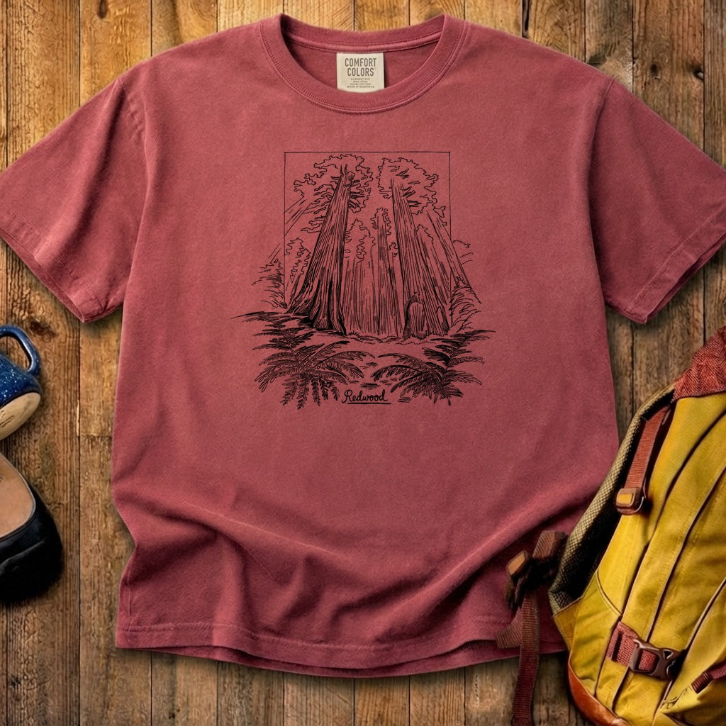 Redwood Line Drawing Cotton T-Shirt