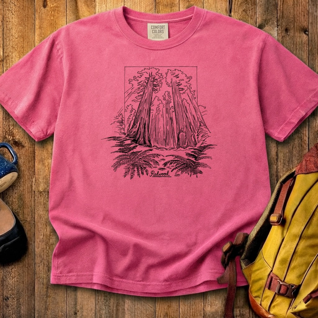 Redwood Line Drawing Cotton T-Shirt