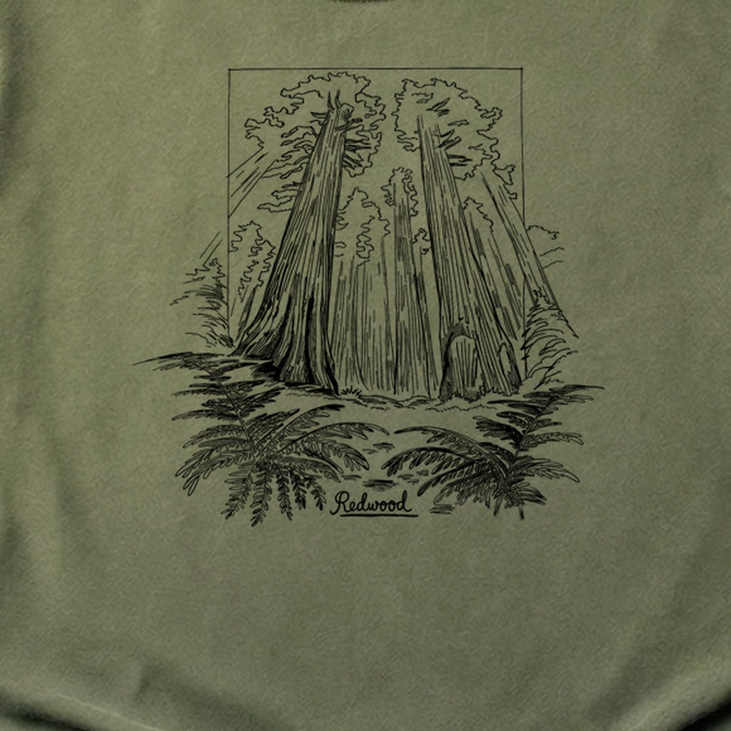 Redwood Line Drawing Cotton T-Shirt