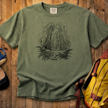 Redwood Line Drawing Cotton T-Shirt