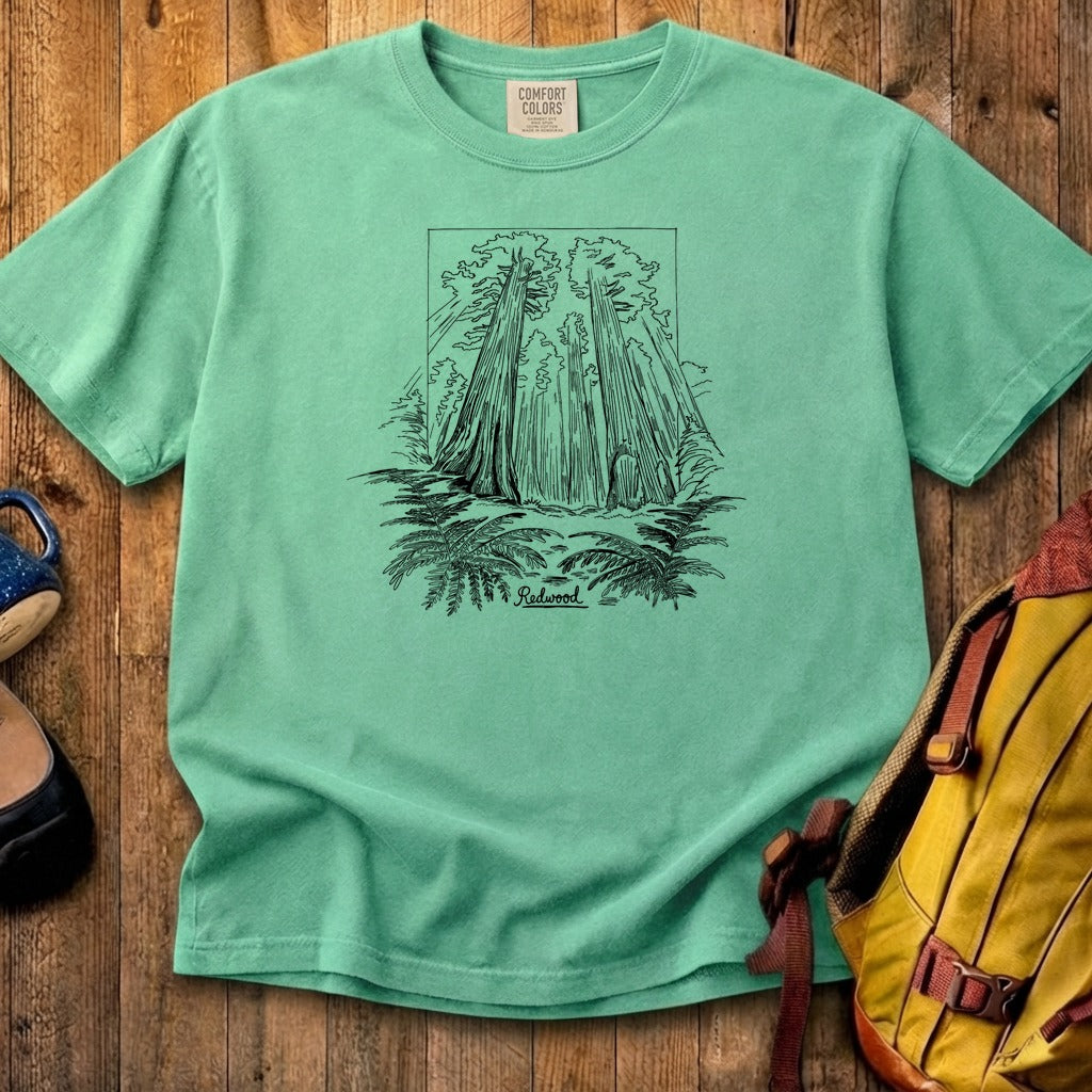 Redwood Line Drawing Cotton T-Shirt