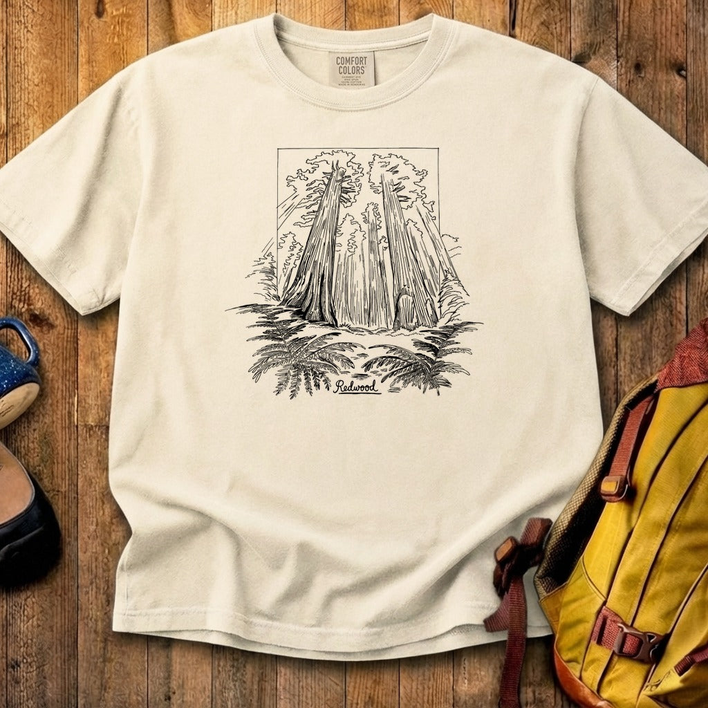 Redwood Line Drawing Cotton T-Shirt
