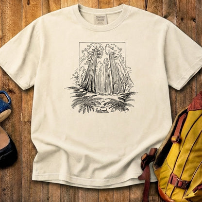 Redwood Line Drawing Cotton T-Shirt