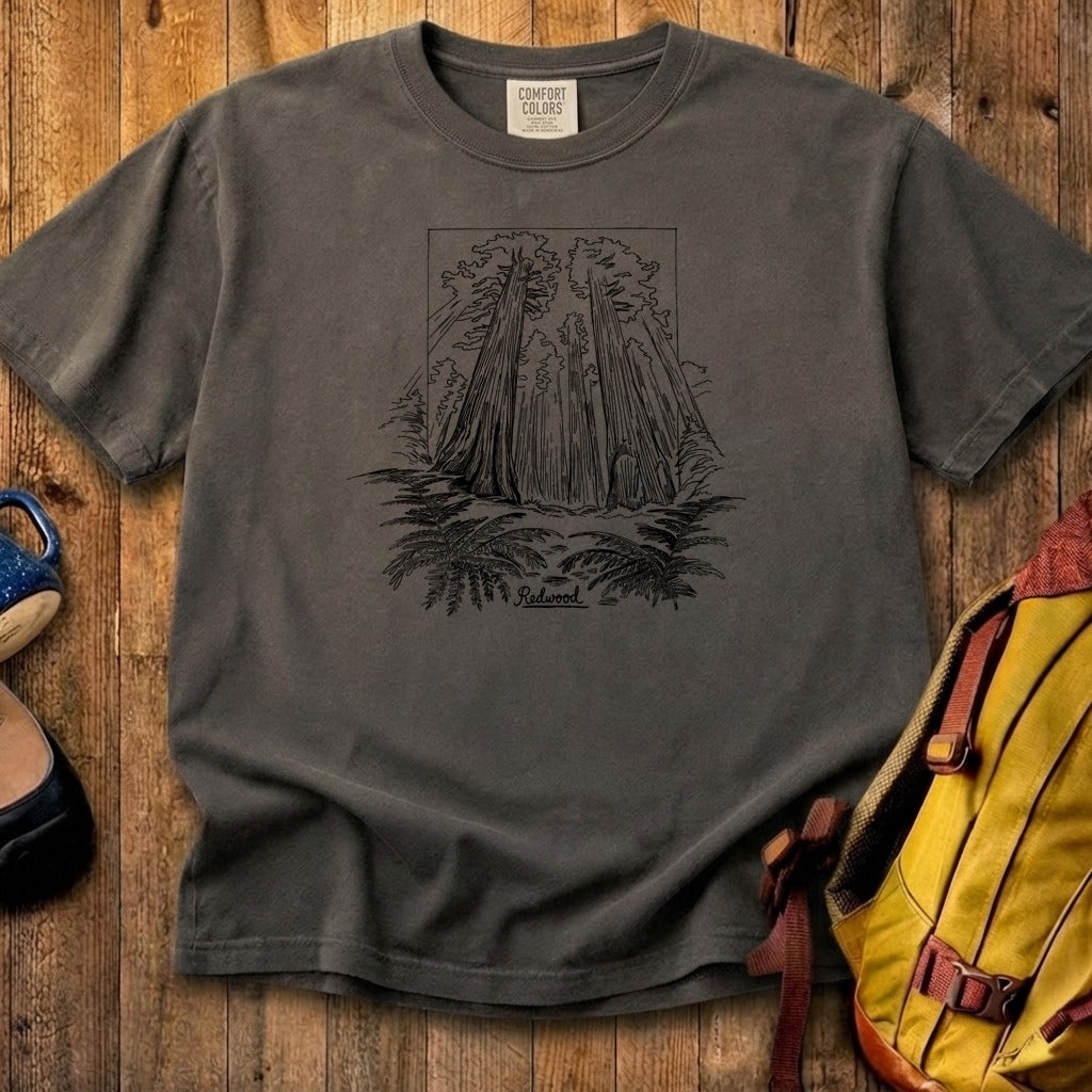 Redwood Line Drawing Cotton T-Shirt