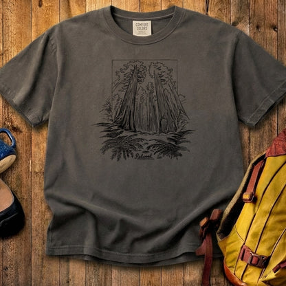Redwood Line Drawing Cotton T-Shirt
