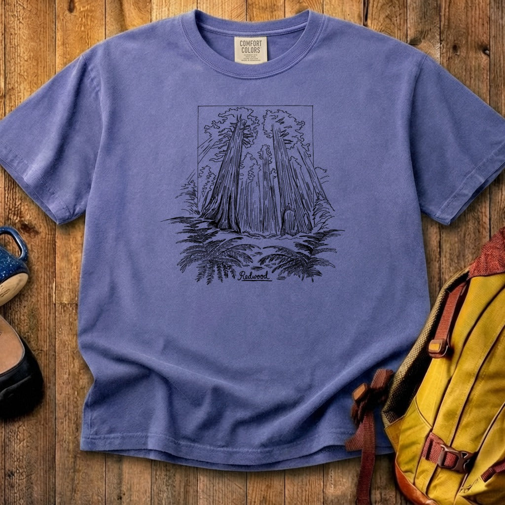 Redwood Line Drawing Cotton T-Shirt