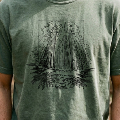 Redwood Line Drawing Cotton T-Shirt