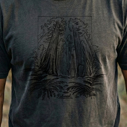 Redwood Line Drawing Cotton T-Shirt