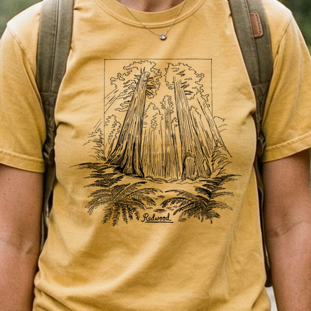 Redwood Line Drawing Cotton T-Shirt