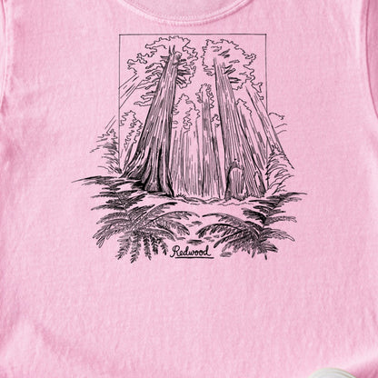 Redwood Line Drawing Kids Cotton T-Shirt