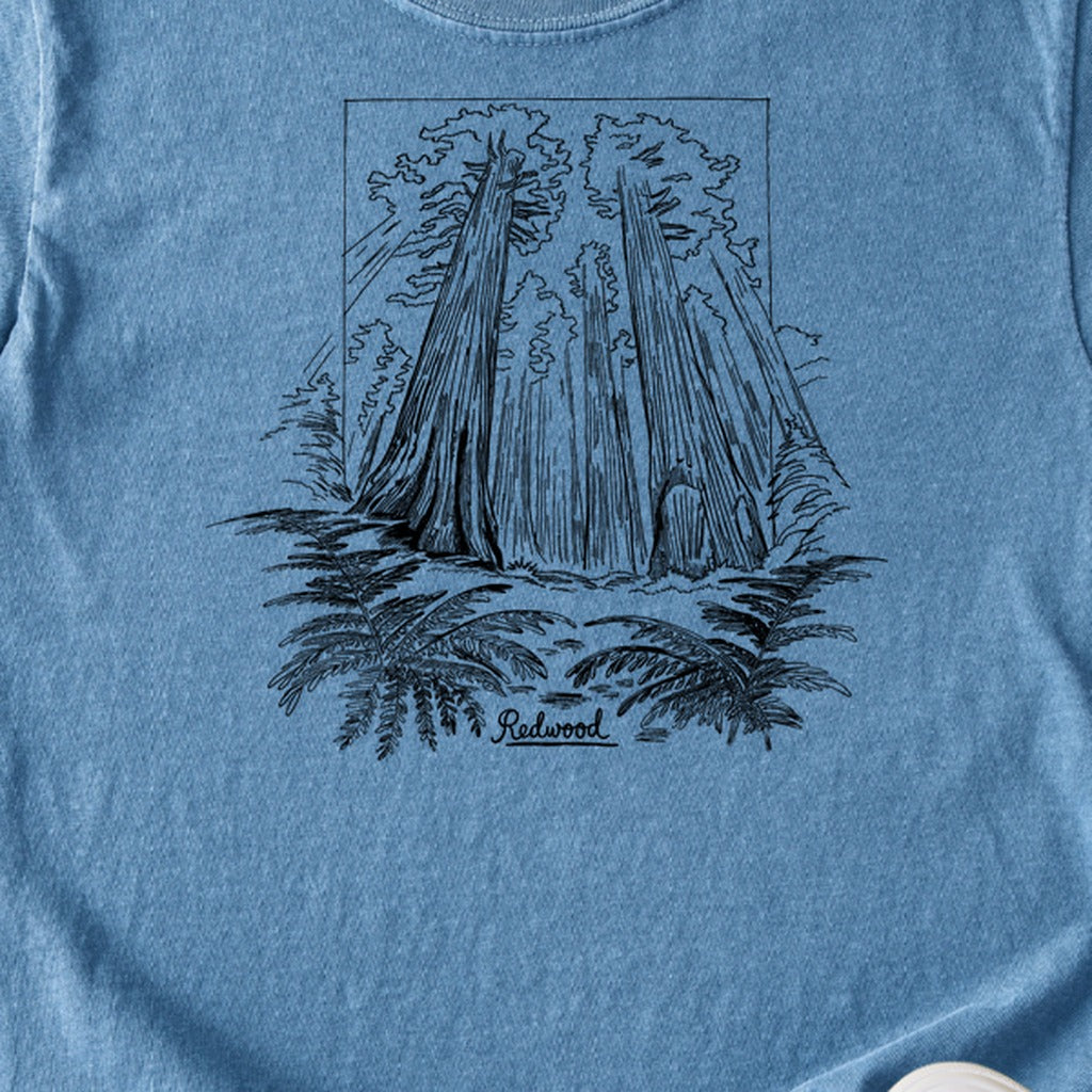 Redwood Line Drawing Kids Cotton T-Shirt
