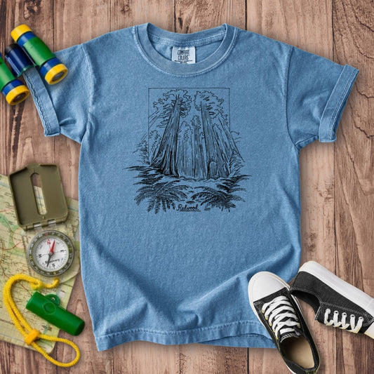 Redwood Line Drawing Kids Cotton T-Shirt
