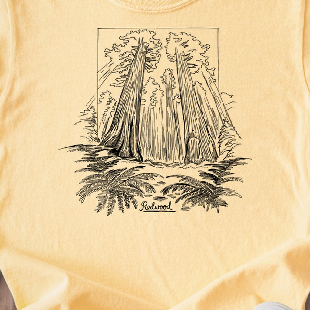Redwood Line Drawing Kids Cotton T-Shirt