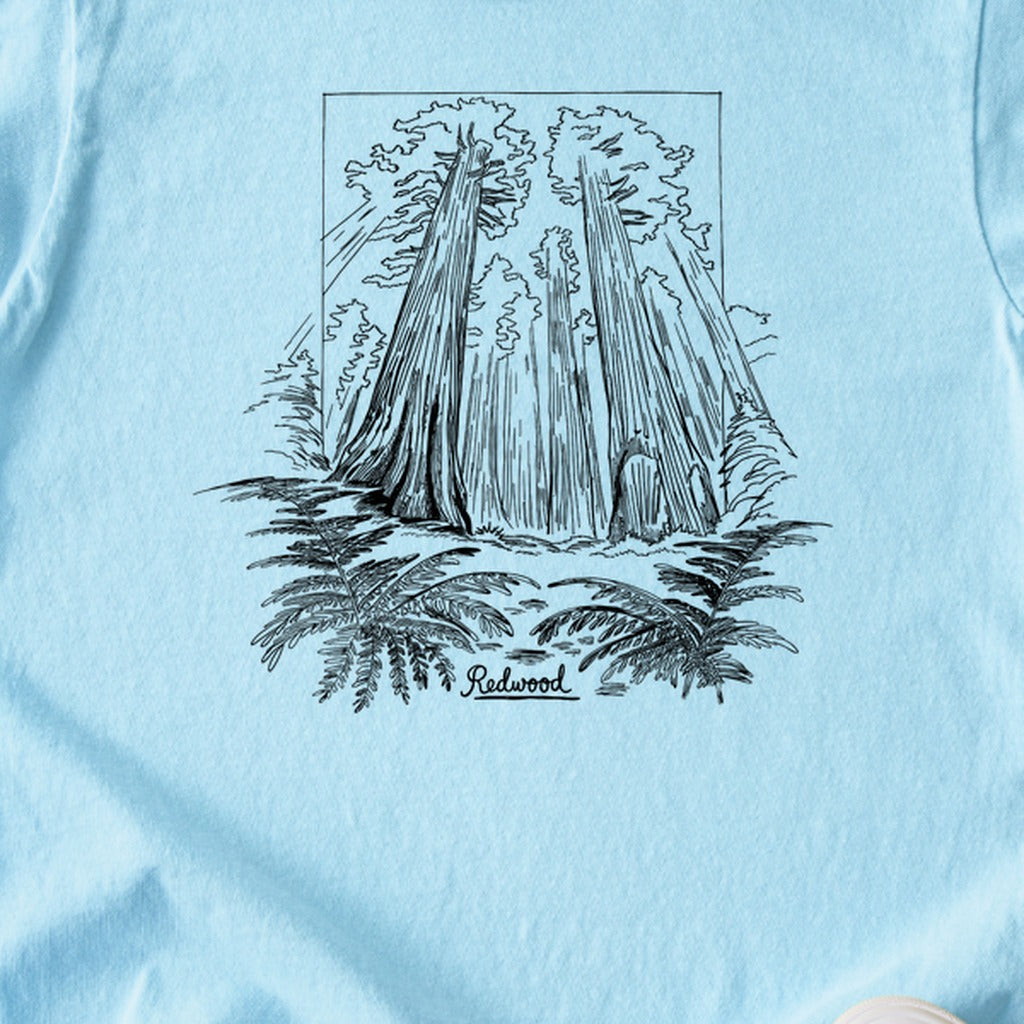 Redwood Line Drawing Kids Cotton T-Shirt