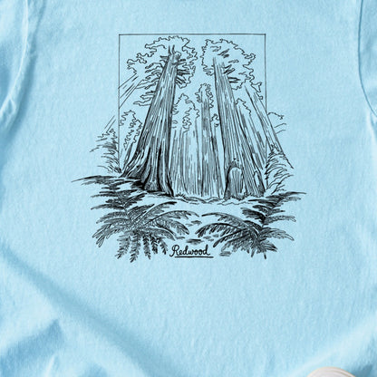 Redwood Line Drawing Kids Cotton T-Shirt