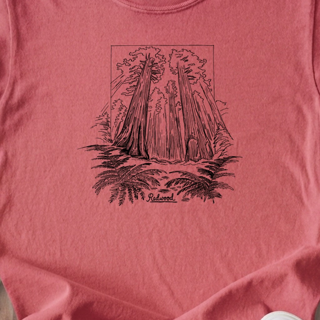 Redwood Line Drawing Kids Cotton T-Shirt