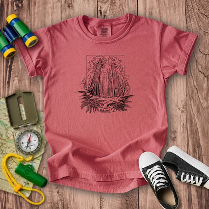 Redwood Line Drawing Kids Cotton T-Shirt
