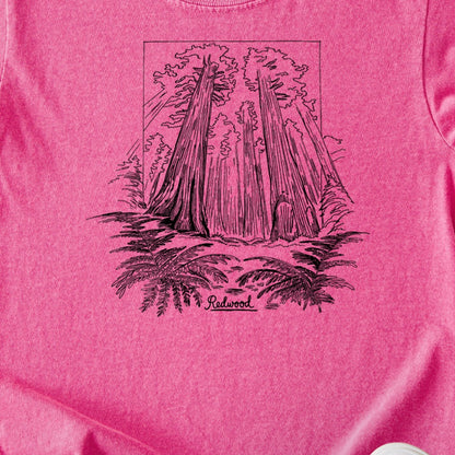 Redwood Line Drawing Kids Cotton T-Shirt