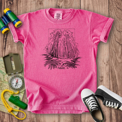 Redwood Line Drawing Kids Cotton T-Shirt
