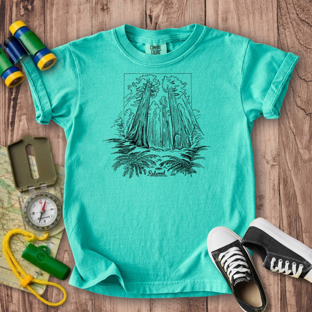 Redwood Line Drawing Kids Cotton T-Shirt
