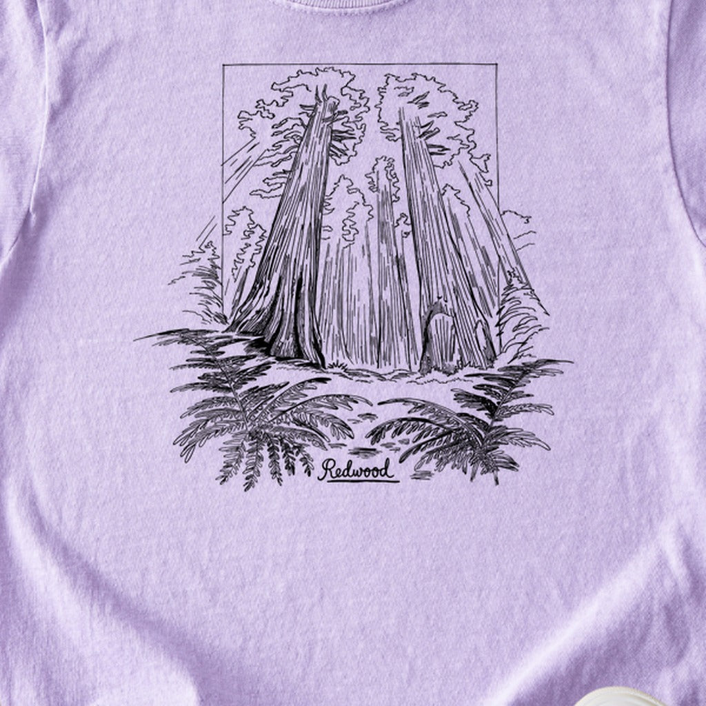 Redwood Line Drawing Kids Cotton T-Shirt