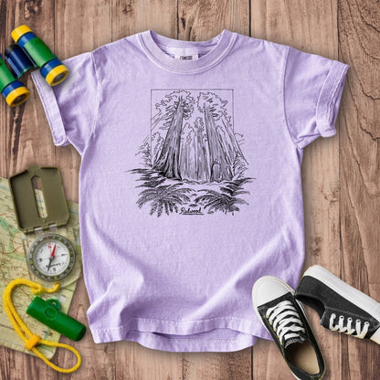Redwood Line Drawing Kids Cotton T-Shirt