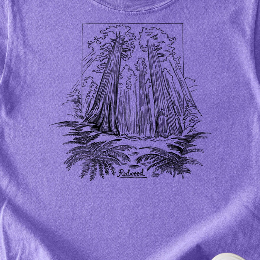 Redwood Line Drawing Kids Cotton T-Shirt