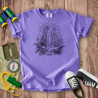 Redwood Line Drawing Kids Cotton T-Shirt