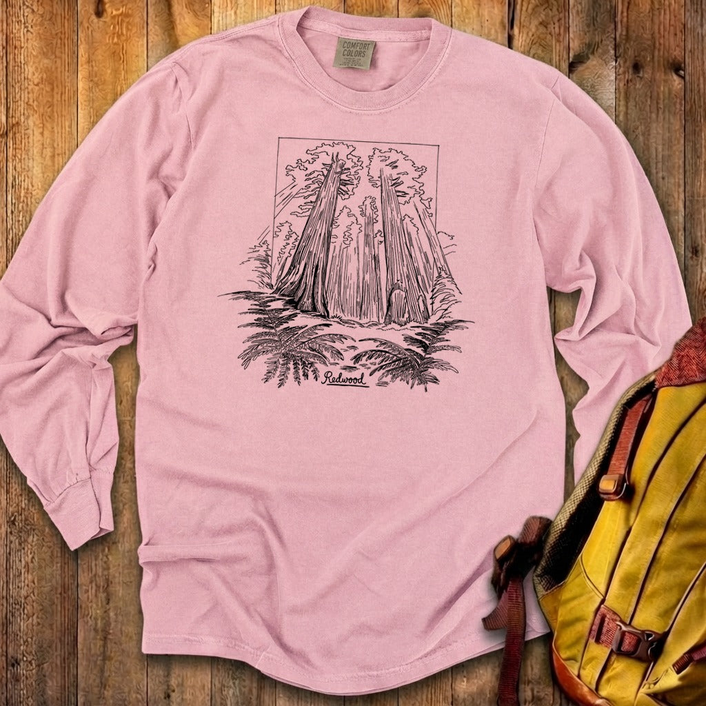 Redwood Line Drawing Cotton Long Sleeve