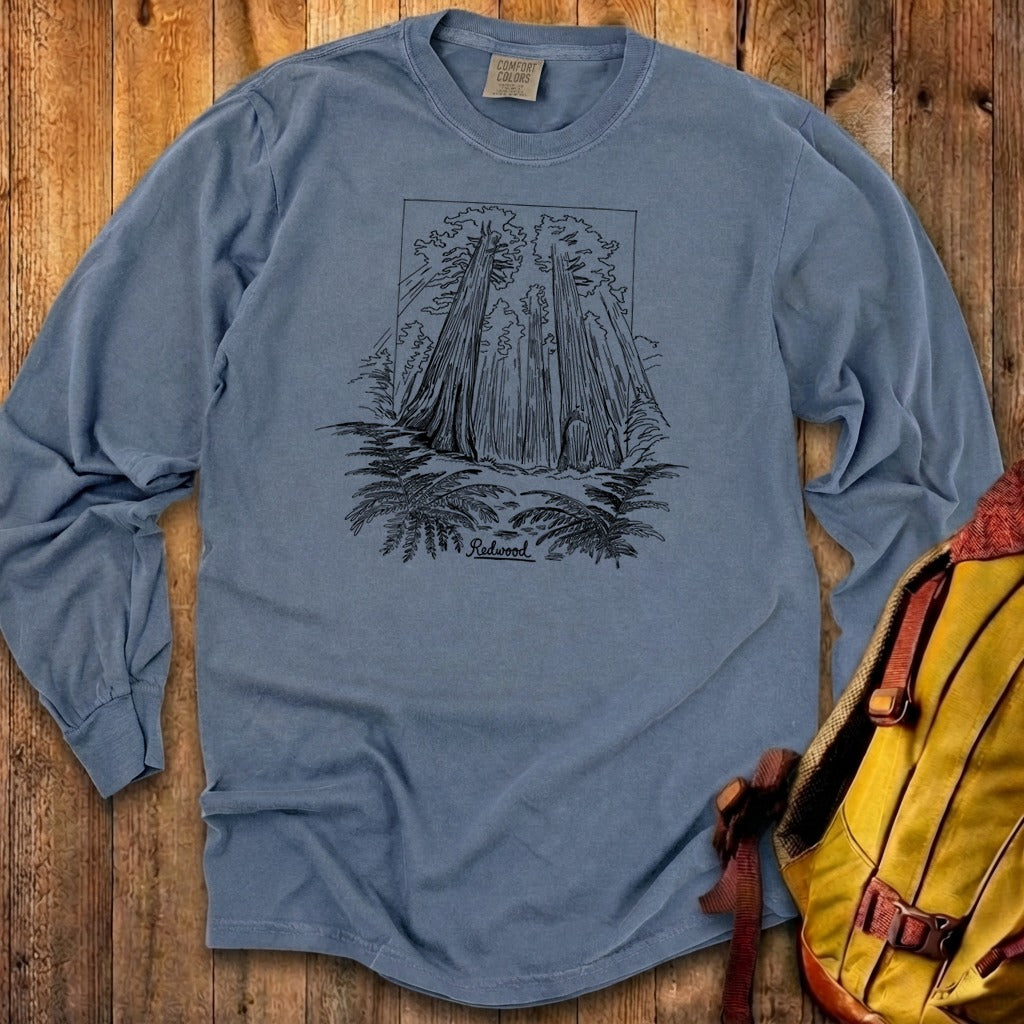 Redwood Line Drawing Cotton Long Sleeve