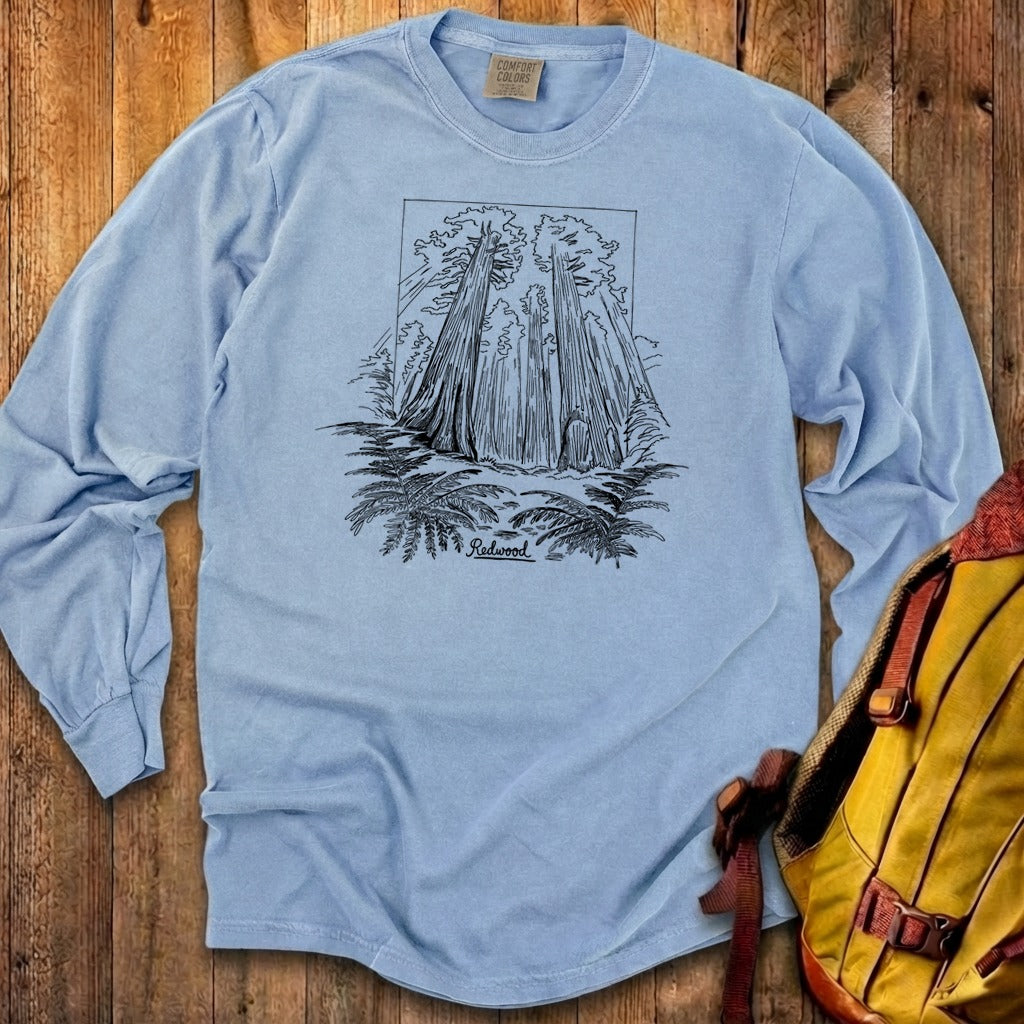 Redwood Line Drawing Cotton Long Sleeve