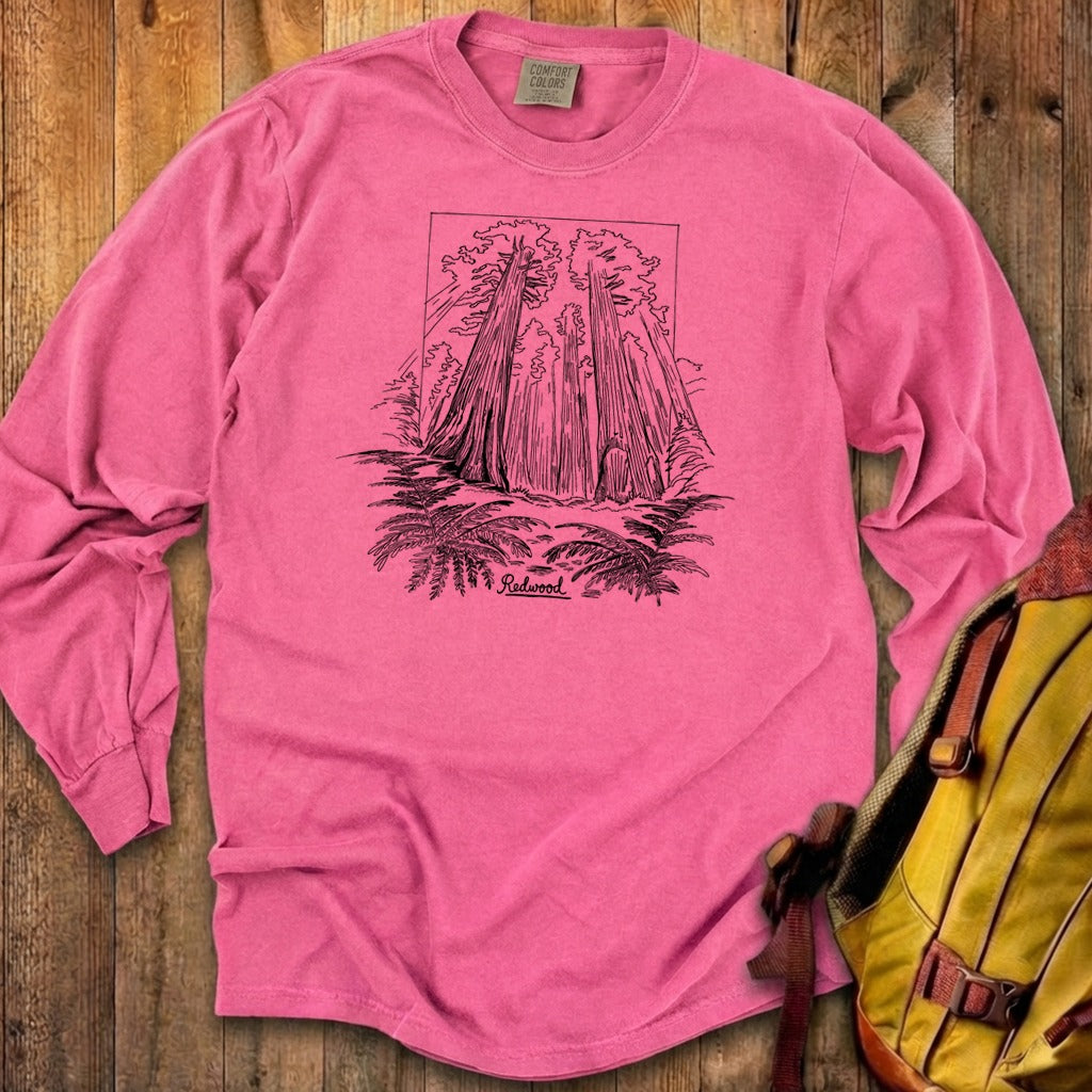 Redwood Line Drawing Cotton Long Sleeve